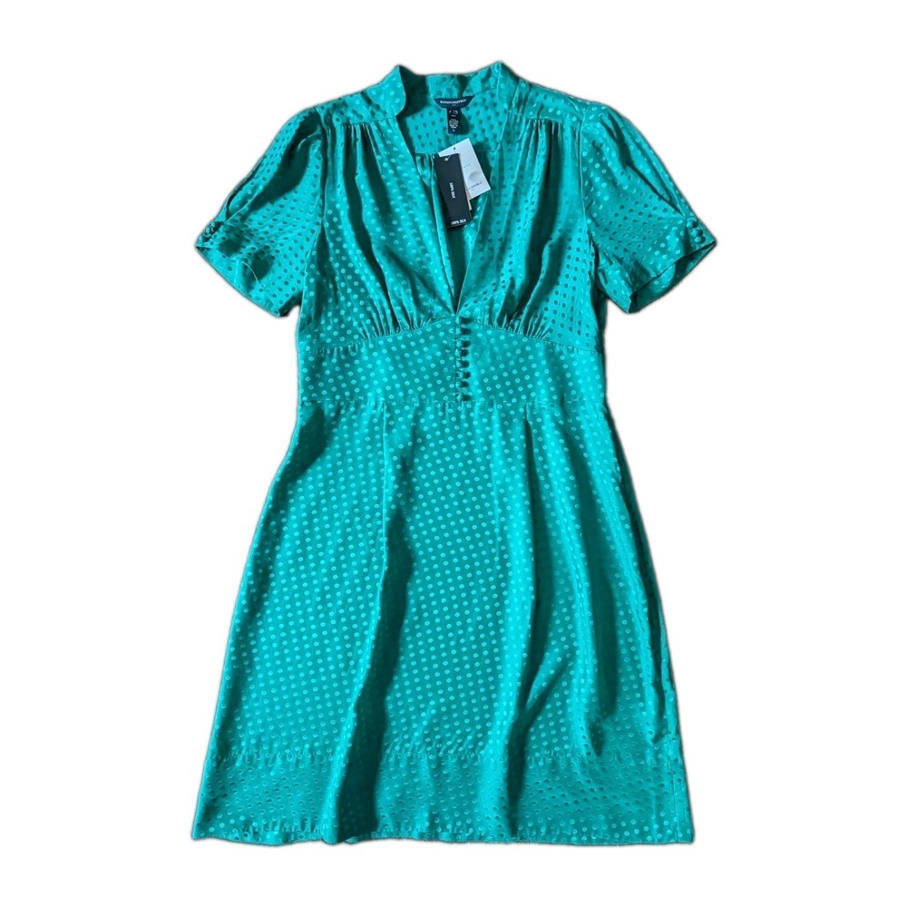 Banana Republic Silk Jacquard Polka Dot Tea Dress Size 12 Retro Mid Mod 2009